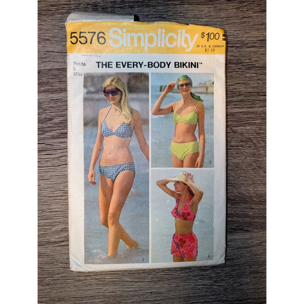 Simplicity 5576 Bikini Sewing Pattern Petite Size 6 Every-Body Bikini VTG 1973